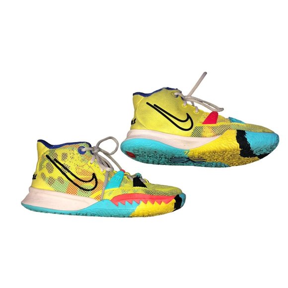 Nike Kyrie 7 Sneakers Youth 4Y Used 1 World 1 People CT4080-700 Some Wear - Picture 14 of 16